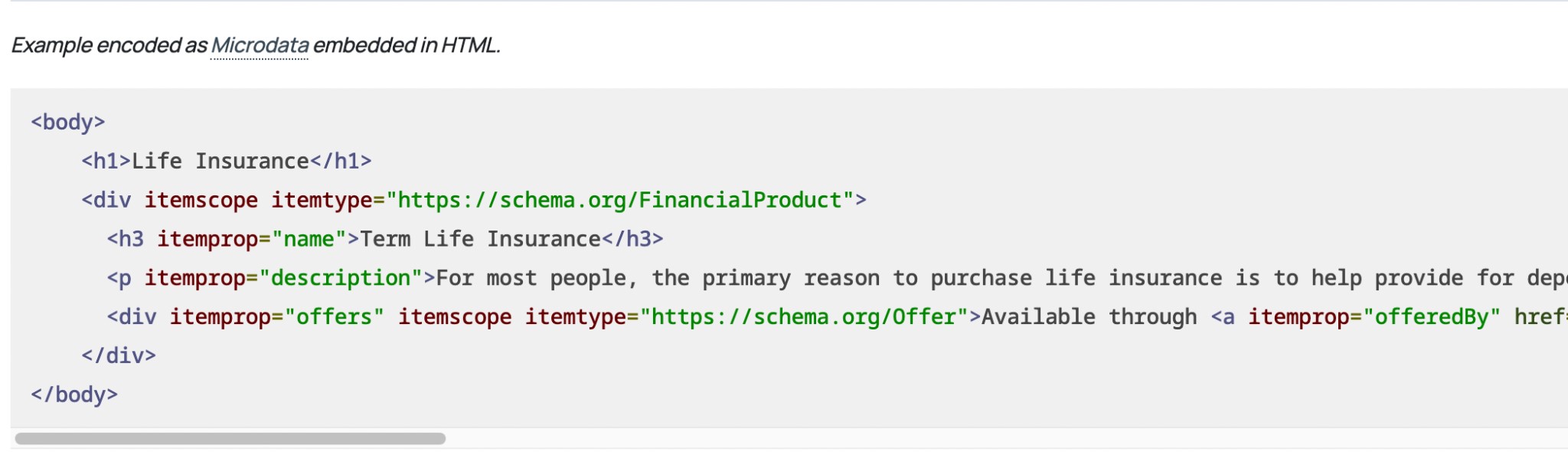 Financial Product schema markup