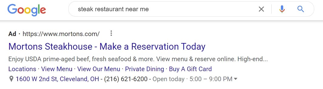 Google ad example